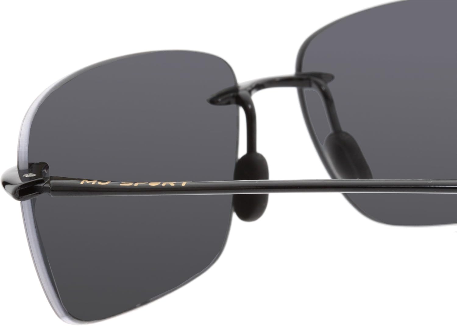 Maui Jim Breakwall Rimless Sunglasses In Gloss Black Polarised 422-02 63 Breakwall 63 mm Noir