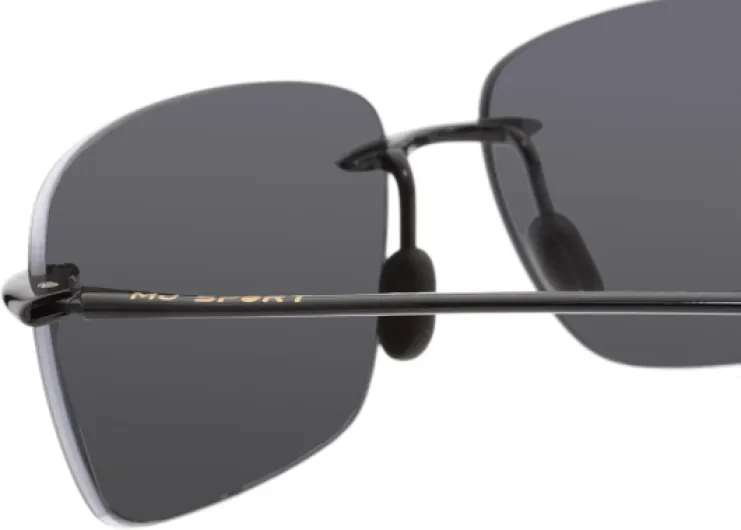 Maui Jim Breakwall Rimless Sunglasses In Gloss Black Polarised 422-02 63 Breakwall 63 mm Noir