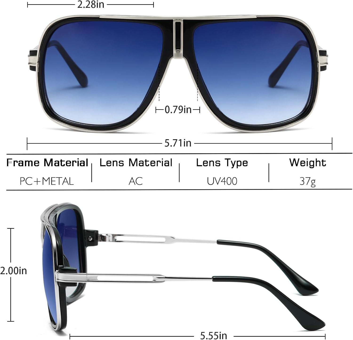 LIXX Lunettes de soleil style pilote rétro années 80 avec accents dorés de luxe, protection UV400, monture en métal et cowboy chic C04