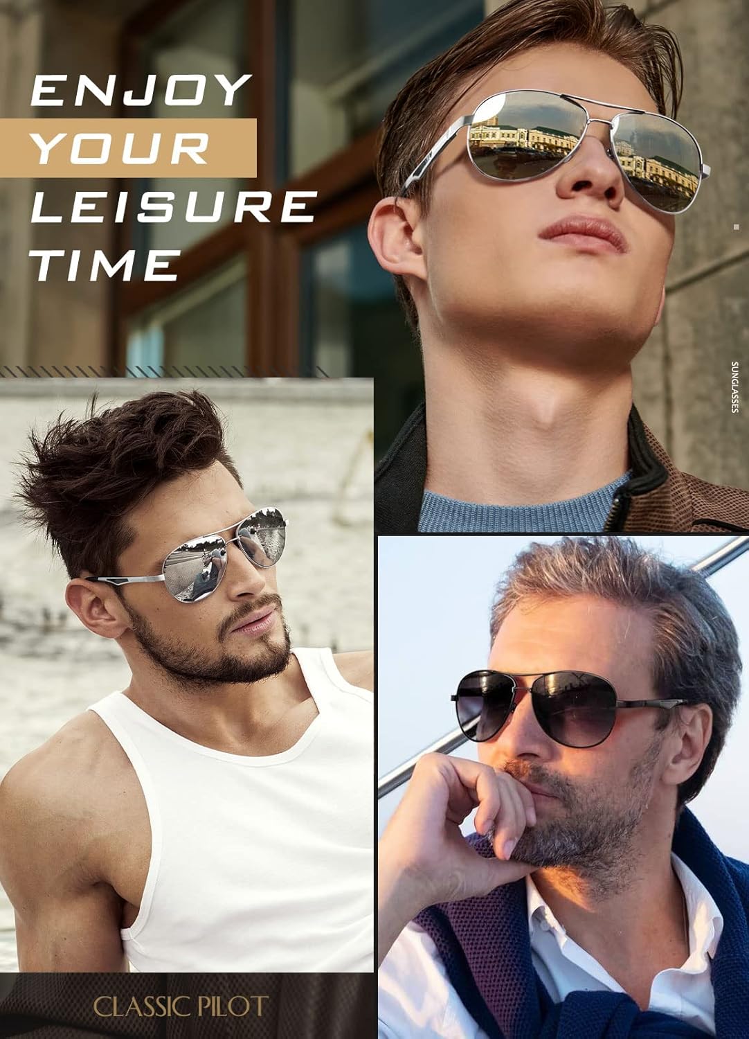 Lunettes de Soleil Homme Aviateur Premium Spring Hinges Retro Al-Mg Polarisées Pilote MOS1 Argenté Bleu