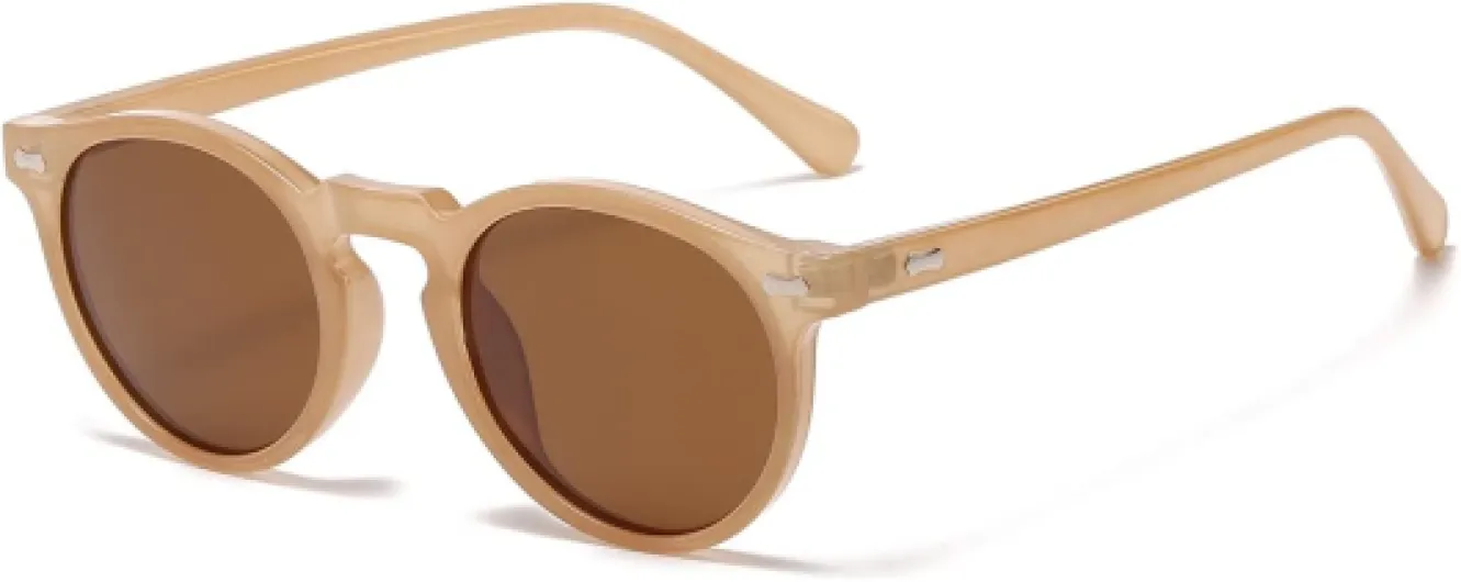 Lunettes de soleil polarisées vintage pour homme et femme - Protection UV400 Ambre/Marron 48 Millimètres