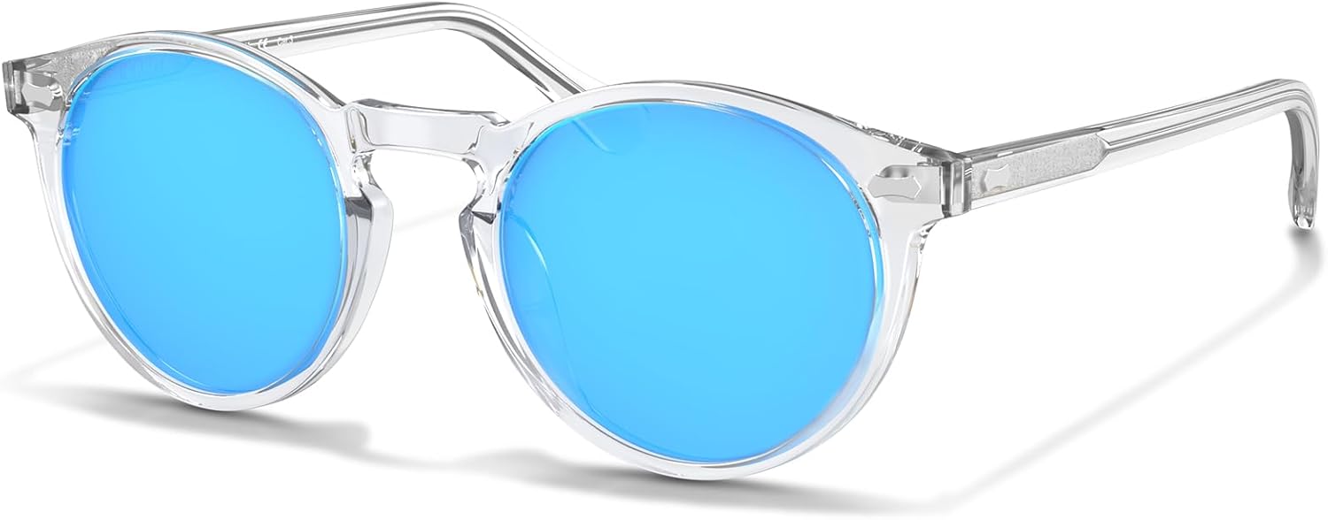 Rétro Lunette de Soleil Homme Polarisée UV400 Protection pour la Conduite en Voyage 1 L10-monture-transparent-v-bleu