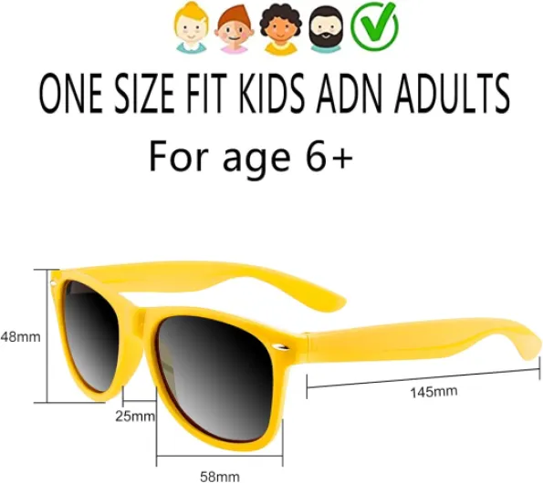 Lot de 12 lunettes de soleil en vrac School Party Goody Bag Fillers pour fête d'anniversaire Beach Pool Party, Jaune