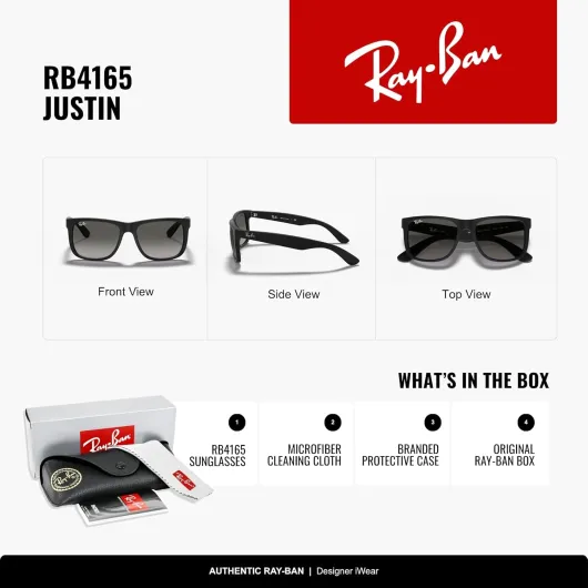 Ray-Ban Justin Montures de lunettes Mixte (lot de 1) 55 mm Noir
