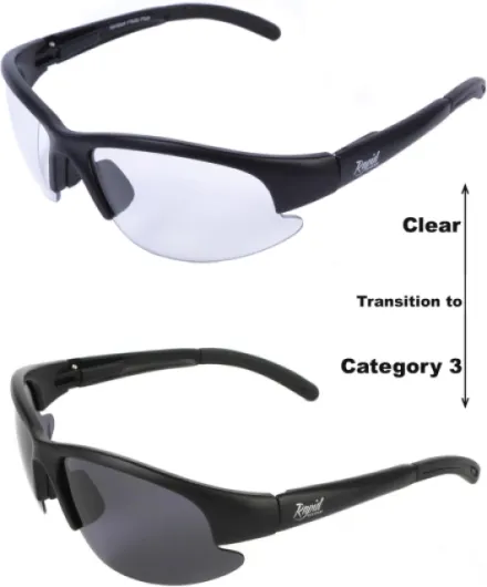 Transition Sports lunettes de soleil pour homme et femme avec verres photochromiques qui s'assombrissent avec la lumière (claire – Cat 3) pour la conduite, le vélo, la course à pied
