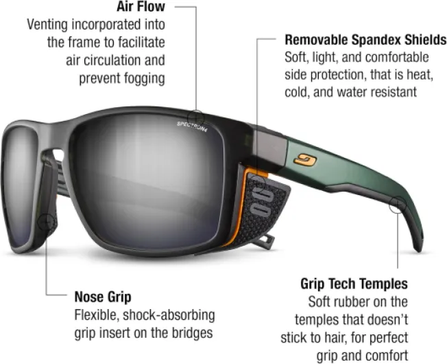 Shield Lunettes de soleil alpinisme, randonnée, trekking, voile Mixte (lot de 1) Taille unique Vert Foncé / Orange Catégorie 4
