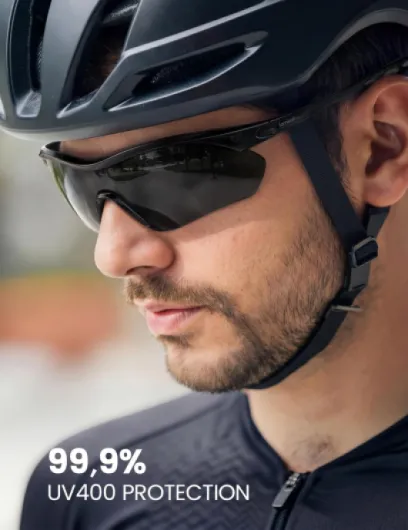 Lunettes de Soleil Cyclisme Polarisées - [22g Ultraléger] TAC Verres Monoblocs, UV400 Protection, TR90-Monture, Plaquette de Nez & Branches Réglable, Lunettes de Soleil Sport pour Homme/Femme Monture Noir Brillant - Verres Gris