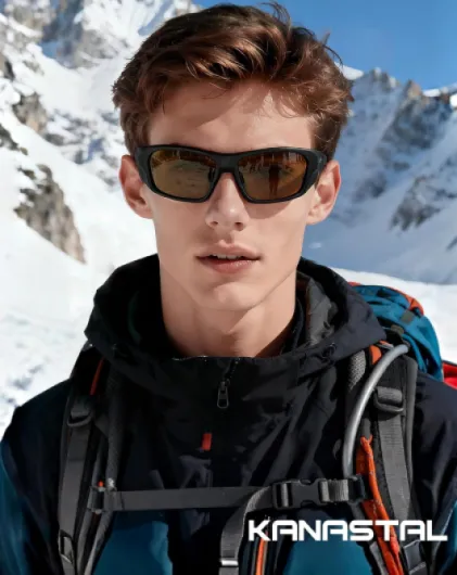 Lunettes de Soleil de Sport Homme et Femme UV400 Polarisées TR90 Cadre Enveloppant Conduite Vélo Montagne Monture Noire Verres Marron sur la photo