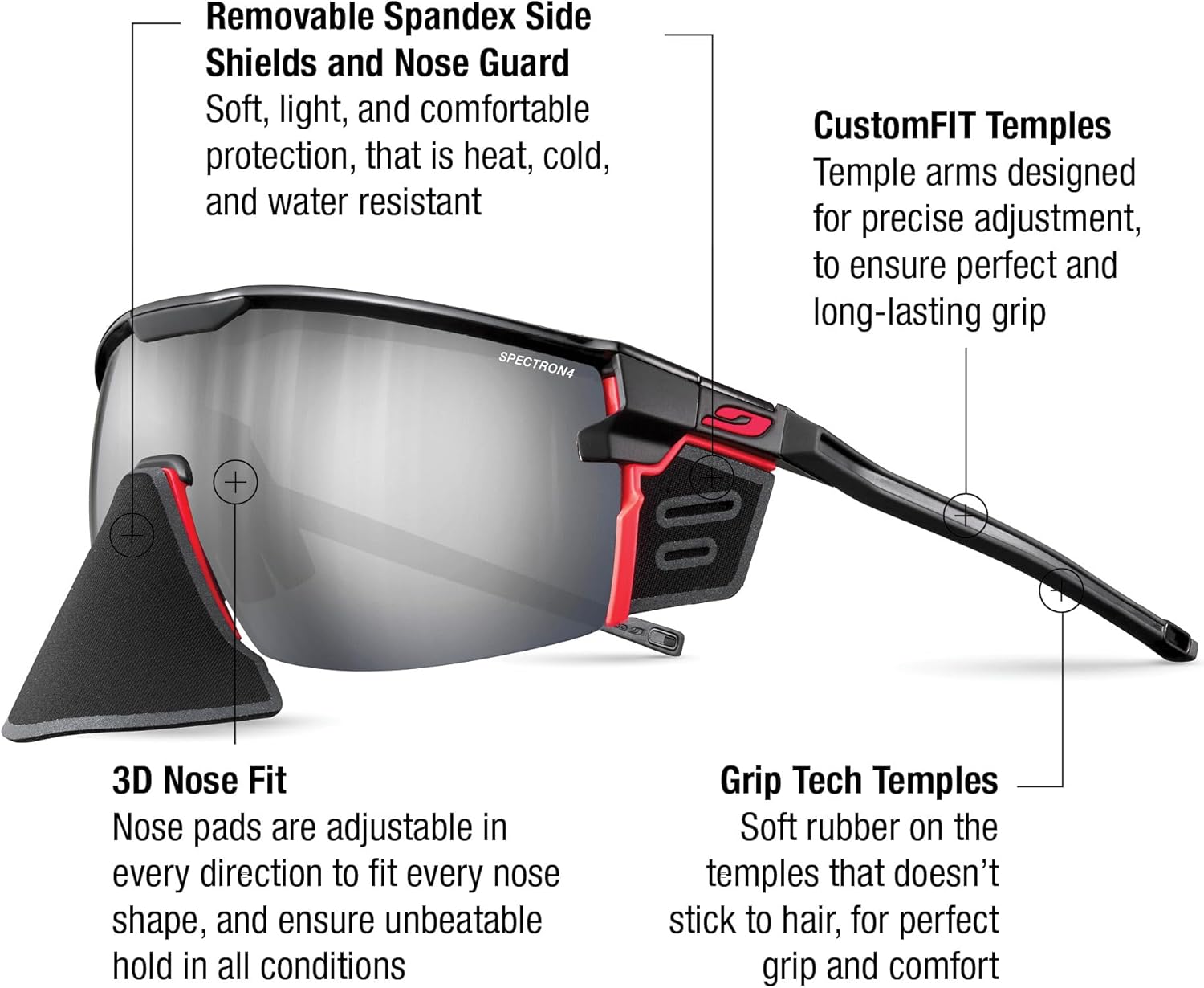 ULTIMATE COVER Lunettes de soleil alpinisme, randonnée, trekking Adulte Mixte Taille unique Noir / Orange Fluo Mat Catégorie 4
