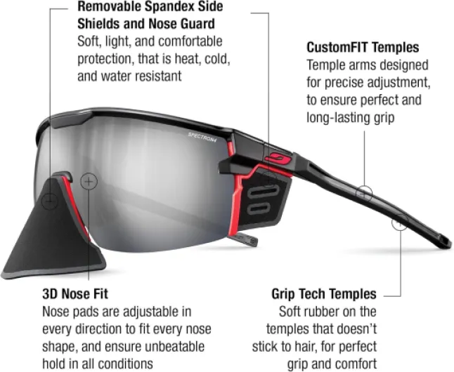 ULTIMATE COVER Lunettes de soleil alpinisme, randonnée, trekking Adulte Mixte Taille unique Noir / Orange Fluo Mat Catégorie 4