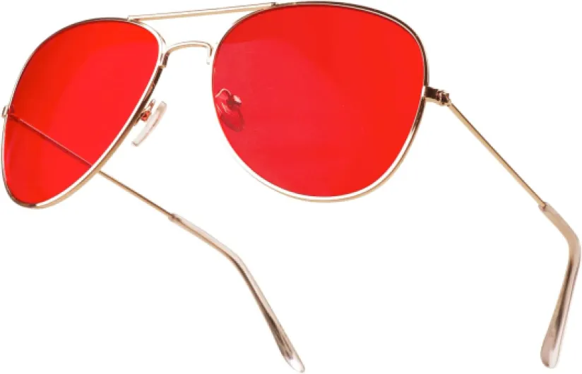Lunettes de soleil aviateur colorées à verres teintés en métal Protection UV400, Lentille rouge aviateur 01, Medium