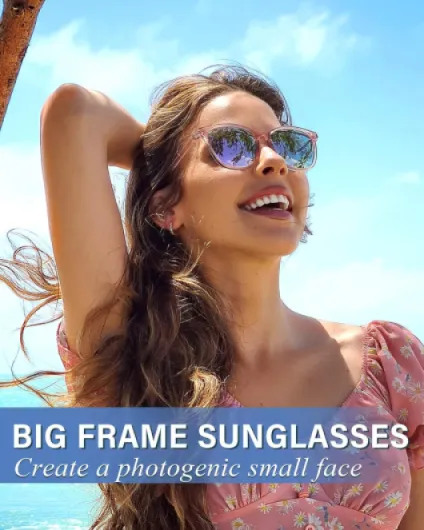 Myiaur Lunettes de soleil miroir pour femme, lunettes de soleil polarisées, protection UV, lunettes de soleil carrées classiques pour activités de plein air Monture Rose/Verre Rose