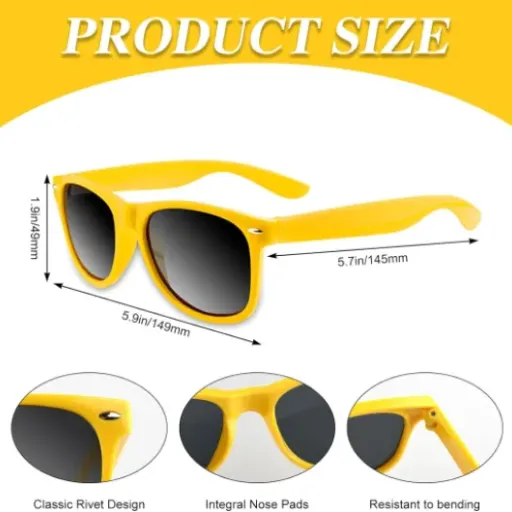 Test lot de 20 lunettes de soleil jaunes : le bon plan pour mariages et fêtes sans se ruiner