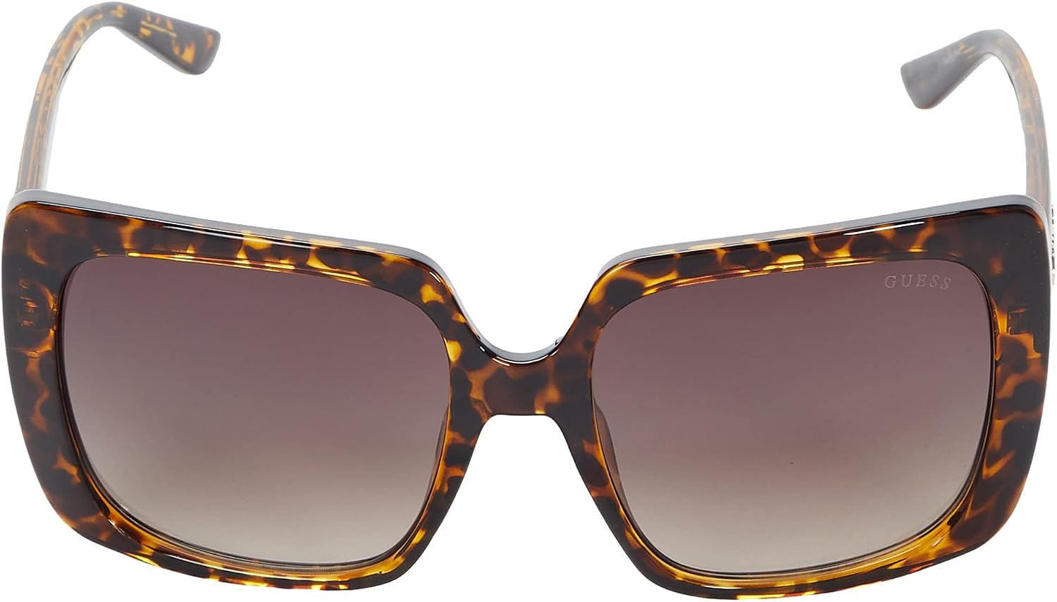 Factory Lunettes de soleil carrées en plastique pour femme avec logo strass La Havane Foncé
