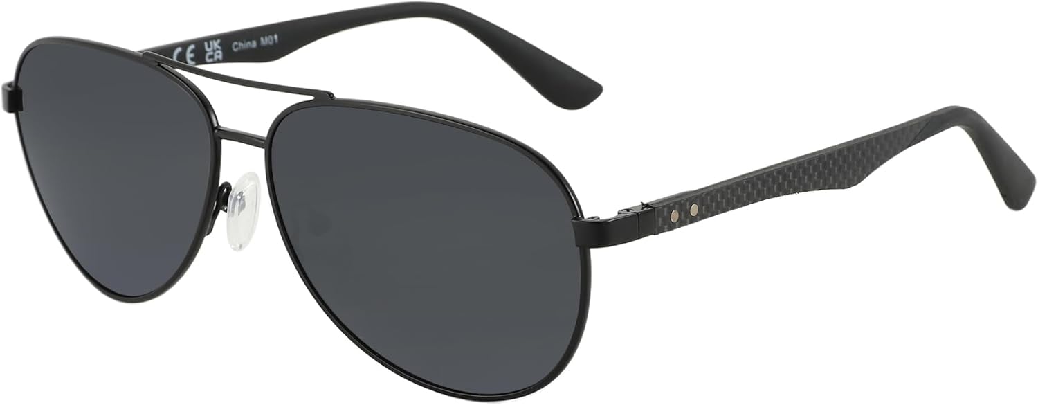 Pilot Lunettes de soleil polarisées Hommes Femmes Fibre de carbone Monture métallique Miroir Protection UV400 Unisexe Classique Style Rétro Monture Noire / Verre Gris